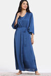 Zivame Silky Elegance Woven Nightdress With Robe - Moroccan Blue — thumbnail 2